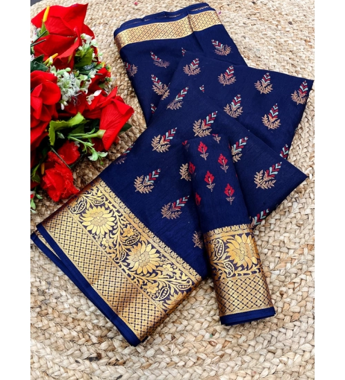 Women's Digital Dolla Silk Printed Saree With Unstitched Blouse 5.5Mtr (Blue)