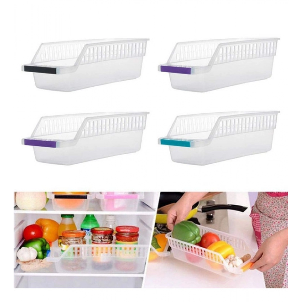 Plastic Fridge Space Saver Rack Organizer – (Color: Assorted )