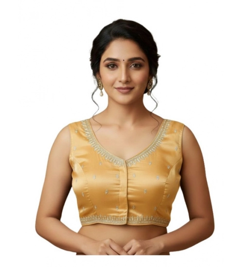 Women's Zimmi Choo Sequin Work V-Neck Padded Blouse (Beige 38 Ready (Self Alterable 36–40)