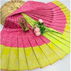 Women's Soft Silk Printed Saree With Unstitched Blouse 5.5Mtr (Pink)