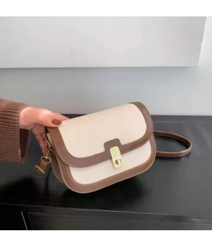 Women's PU Leather Zipper Sling Bag (Beige)
