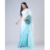 Women's Soft Crepe Silk Printed Ready To Wear Saree With Unstitched Blouse 5.5Mtr (Sky Blue)