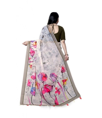 Women's Georgette Floral Printed Saree With Unstitched Blouse 5.5Mtr (Beige) Women's Georgette Floral Printed Saree With Unstitched Blouse 5.5Mtr (Beige)