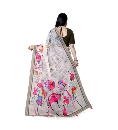 Women's Georgette Floral Printed Saree With Unstitched Blouse 5.5Mtr (Beige) Women's Georgette Floral Printed Saree With Unstitched Blouse 5.5Mtr (Beige)