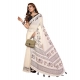 Women's Linen Cotton Printed Saree With Unstitched Blouse 5.5Mtr (Off White) Women's Linen Cotton Printed Saree With Unstitched Blouse 5.5Mtr (Off White)