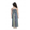 Girl's Rayon Striped Sleeveless Jumpsuit (Blue)