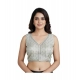 Women's Silk Blend Embroidered V-Neck Non Padded Blouse (White 38 Ready (Alterable up to 42)