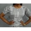 Women's Casual Crepe Half Sleeves Dress (White)