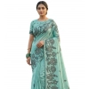 Women's Linen Cotton Printed Saree With Unstitched Blouse 5.5Mtr (Sea Green) Women's Linen Cotton Printed Saree With Unstitched Blouse 5.5Mtr (Sea Green)