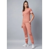 Women's Cotton Striped Short Sleeve Tracksuit (Pink)