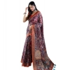 Women's Linen Printed Saree With Unstitched Blouse 5.5Mtr (Brown)