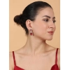 Women's Brass Silver Plated Drop Earrings (Red)