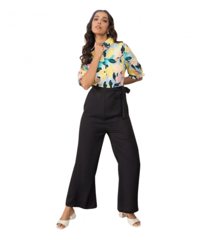 Women's Polyester Floral Half Sleeves Jumpsuit (Multicolor)