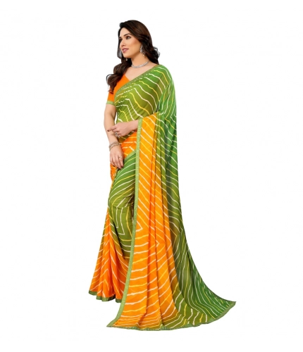 Women's Georgette Printed Saree With Unstitched Blouse 5.5Mtr (Green) Women's Georgette Printed Saree With Unstitched Blouse 5.5Mtr (Green)