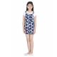 Girl's Rayon Polka Sleeveless Jumpsuit (Blue-Pink)