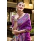 Women's Silk Blend Paithani Weaving Saree With Unstitched Blouse 5.5Mtr (Purple)