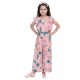 Girl's Rayon Floral Flutter Jumpsuit (Pink-Blue) Girl's Rayon Floral Flutter Jumpsuit (Pink-Blue)