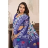 Women's Faux Linen Geometric Print Ready to wear Saree With Unstitched Blouse 5.5Mtr (Blue) Women's Faux Linen Geometric Print Ready to wear Saree With Unstitched Blouse 5.5Mtr (Blue)