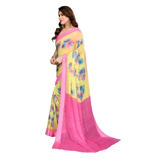 Women's Georgette Printed Saree With Unstitched Blouse 5.5Mtr (Yellow) Women's Georgette Printed Saree With Unstitched Blouse 5.5Mtr (Yellow)