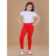 Girl's Cotton Lycra Solid Elasticated Leggings (Red) Girl's Cotton Lycra Solid Elasticated Leggings (Red)