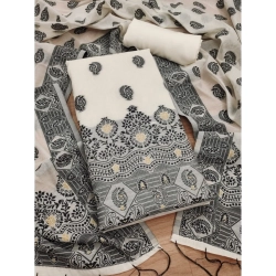 Women's Banarasi Silk Printed Unstitched Salwar Suit Material With Dupatta (Black, 3Mtrs)