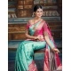 Women's Litchi silk Printed Saree With Unstitched Blouse (Turquise Blue) Women's Litchi silk Printed Saree With Unstitched Blouse (Turquise Blue)