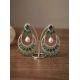 Women's Brass Silver Plated Chandbali Earrings (Green) Women's Brass Silver Plated Chandbali Earrings (Green)