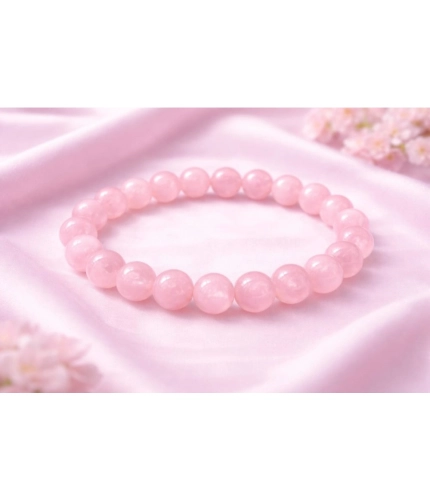 Natural Crystal 8mm Rose Quartz Bracelet  (Light Pink)