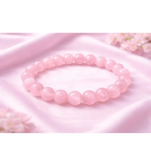 Natural Crystal 8mm Rose Quartz Bracelet  (Light Pink)