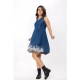 Women's Casual Denim Sleeveless Dress (Blue)
