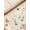 Women's Brass Silver Plated Pendant Set (Turquoise)