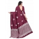 Women's Soft Lichi Silk Printed Saree With Unstitched Blouse 5.5Mtr (Wine)