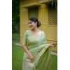Women's Faux_Banarasi Lining Pattern Saree With Unstitched Blouse 5.5Mtr (Light_Green)