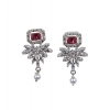 Women's Brass Silver Plated Necklace set (Red)