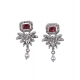 Women's Brass Silver Plated Necklace set (Red)