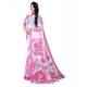 Women's Georgette Floral Printed Saree With Unstitched Blouse 5.5Mtr (Pink)