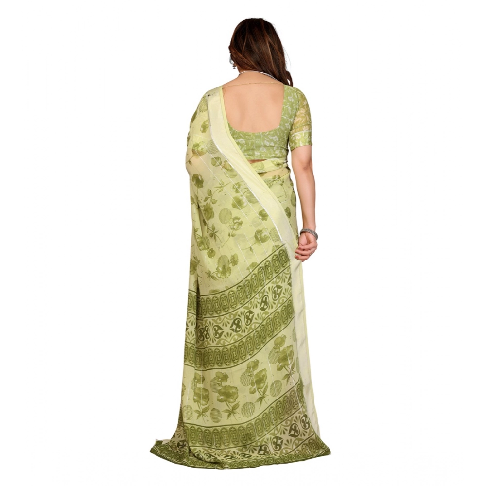 Women's Georgette Printed Saree With Unstitched Blouse 5.5Mtr (Green) Women's Georgette Printed Saree With Unstitched Blouse 5.5Mtr (Green)