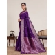 Women's Jacquard Woven Saree With Unstitched Blouse 5.5Mtr (Purple) Women's Jacquard Woven Saree With Unstitched Blouse 5.5Mtr (Purple)