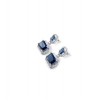 Women's Brass Silver Plated Drop Earrings (Blue)