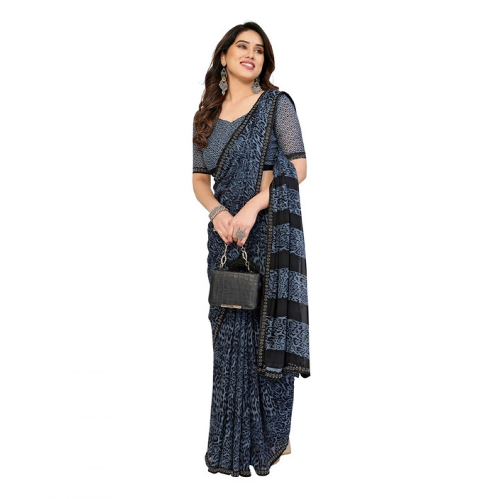 Women's Georgette Printed Saree With Unstitched Blouse 5.5Mtr (Grey) Women's Georgette Printed Saree With Unstitched Blouse 5.5Mtr (Grey)