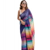 Women's Linen Printed Saree With Unstitched Blouse 5.5Mtr (Navy) Women's Linen Printed Saree With Unstitched Blouse 5.5Mtr (Navy)