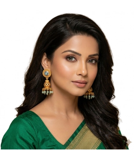 Women's Pack Of 2 Zinc Alloy Gold Plated Jhumka Earrings (Multicolor)
