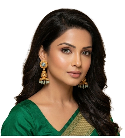 Women's Pack Of 2 Zinc Alloy Gold Plated Jhumka Earrings (Multicolor)