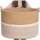 Cotton Dori 16x14 Inch Storage Basket For Clothes (Beige-Beige White)