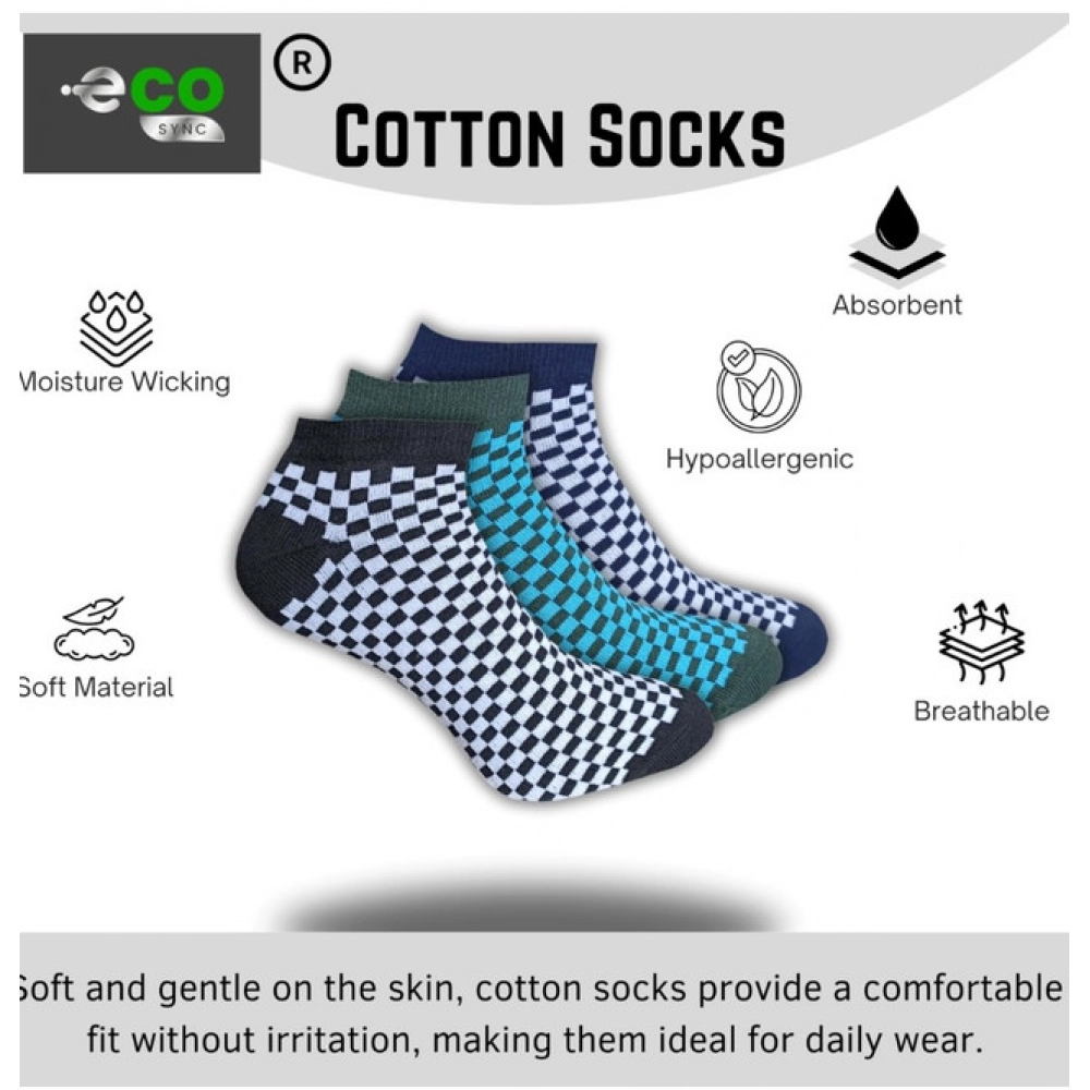 3_Pair Set Unisex Casual Cotton Printed Low Cut Socks (Multicolor)