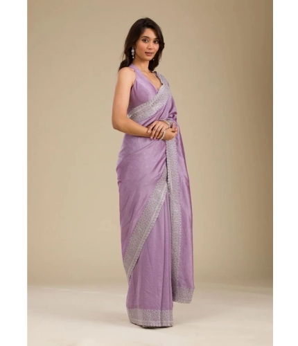 Women's Silk Embroidred Saree With Unstitched Blouse 5.5Mtr (Purple) Women's Silk Embroidred Saree With Unstitched Blouse 5.5Mtr (Purple)