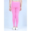 Girl's Cotton Lycra Printed Elasticated Leggings (Pink)