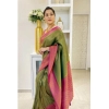 Women's Soft Lichi Silk Printed Saree With Unstitched Blouse 5.5Mtr (Mehndi-Green) Women's Soft Lichi Silk Printed Saree With Unstitched Blouse 5.5Mtr (Mehndi-Green)