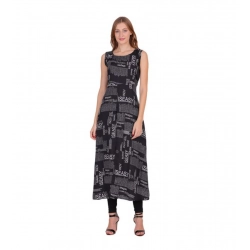 Women's Casual Crepe Sleeveless Slit Dress (Black)