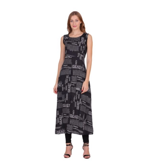 Women's Casual Crepe Sleeveless Slit Dress (Black)